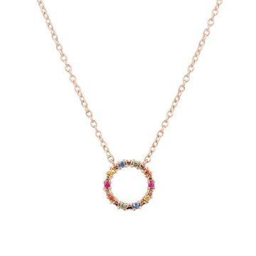 Yeva | Necklace 14 Carat Pink Gold | Sapphire Circle