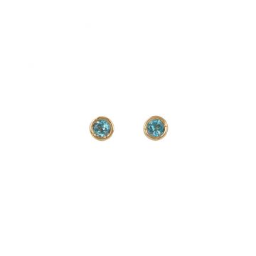 Sundrops | Earstuds Yellow Gold | London Blue Topaz Ø4mm