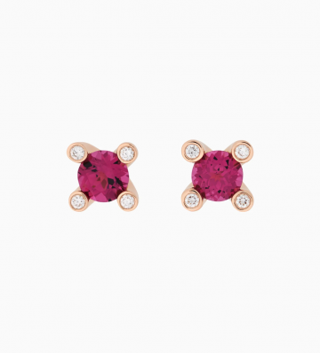 BRON | Phlox Earrings | Diamonds - Rhodolite