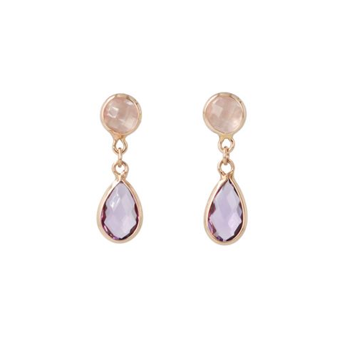 Sundrops | Earrings | Pink Quartz - Amethyst