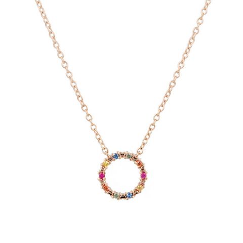 Yeva | Necklace 14 Carat Pink Gold | Sapphire Circle