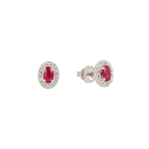 Lux | Earring Lady Lux 14 Carat White Gold | Diamonds Ruby Oval