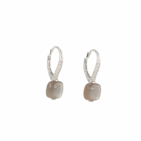 Yeva | 14Carat White gold Earrings | Gray Moonstone