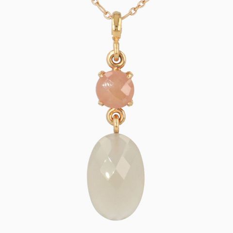 BRON | Catch Pendant | Sapphire & Moonstone | Pink gold