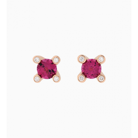 BRON | Phlox Earrings | Diamonds - Rhodolite