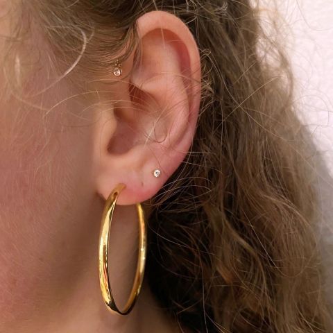 Dot | Earrings 14 Carat Yellow Gold | Hoops Ø40 mm