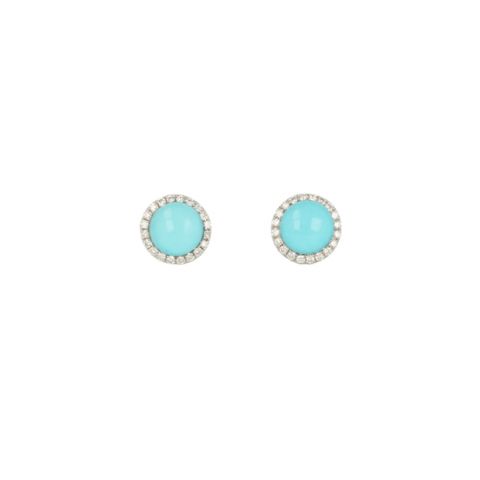 Sundrops | Earstuds White Gold | Diamonds - Turquoise 